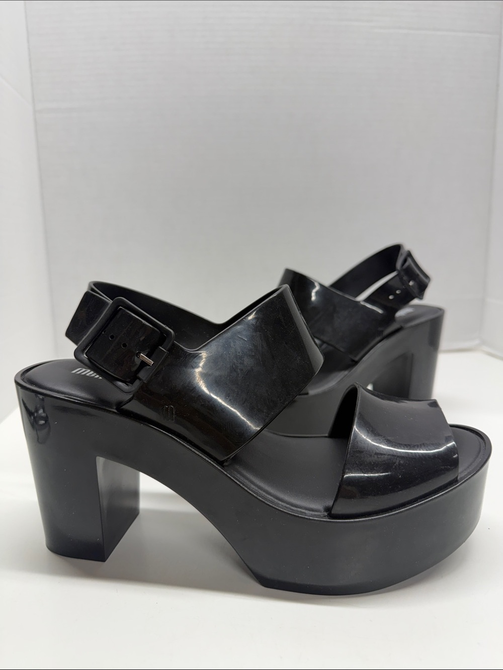 Melissa Mule III Slingback Platform Sandals High Heel Shoes Open Toe Black 8